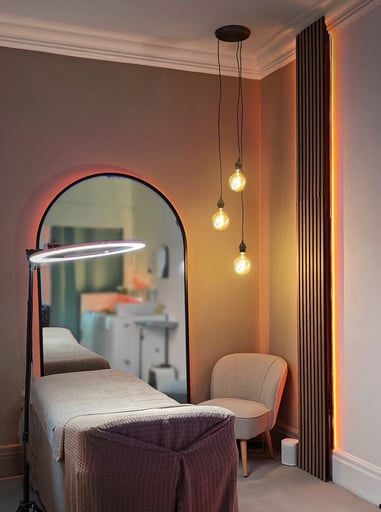 Experience our dedicated Collagen Induction Therapy (micro needling) room, designed for ultimate relaxation and rejuvenation. 

Nestled in a serene, beige, and neutral setting with elegant wood themes and a minimal aesthetic, this space offers a tranquil environment for your micro needling treatments. 

Enjoy the calming ambiance and enhance your skin’s natural beauty with our state-of-the-art micro needling clinical space. 