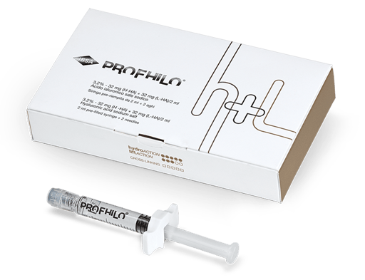 64mg Hyaluronic Acid per treatment
    32mg lightweight
    32mg heavy weight

PROFHILO© Injectable Moisturiser is a premium anti-ageing injectable moisturizer. It has been  has been tried and tested for many years in the aesthetics industry, and contains higher concentrations of hyaluronic acid. 

These are found in both low and high molecular weights, meaning the product holds moisture deep within the skin whilst also providing superficial benefits of visible hydration on the surface. This is not a dermal filler designed to add volume.