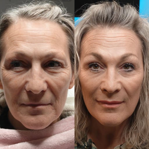 Up to 12 areas of advanced B-tox may be included where appropriate, such as the forehead, glabella, crow’s feet, cheek lines, smile lines, perioral lines, DAO, chin dimpling, jelly roll, gummy smile, lip flip, anti-snarl treatment, brow lift, and masseter slimming.